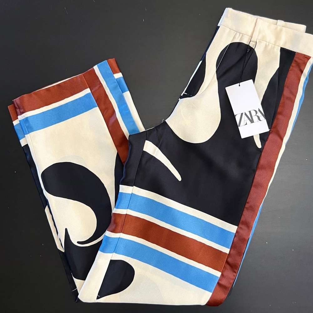 Zara Multicolor Graphic Print Trousers